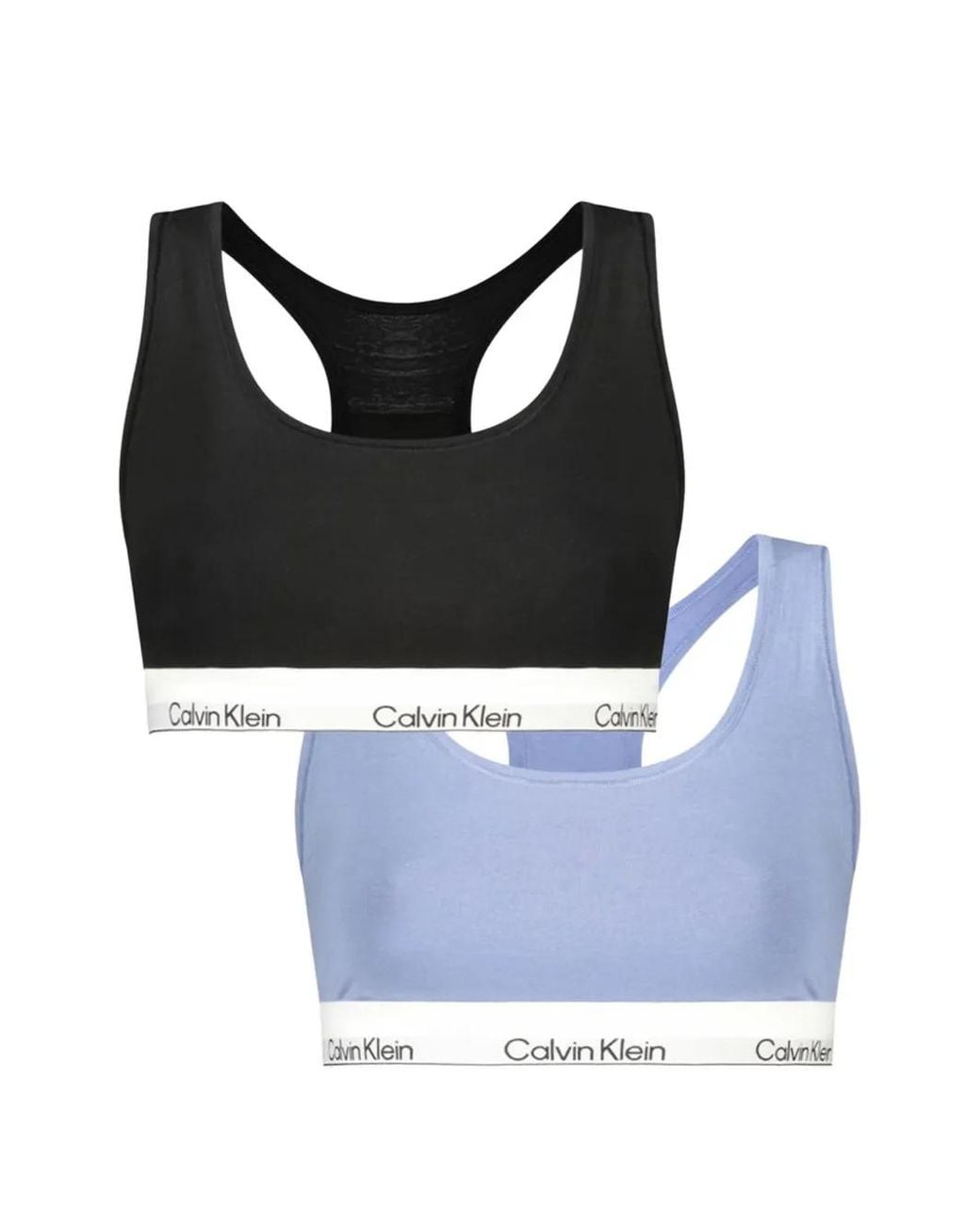 Calvin Klein Black Logo-Tape Racerback Bralettes (Set Of Two)