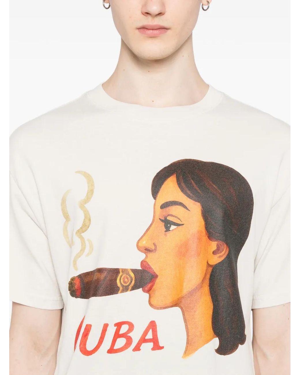 Melt White Cotton Printed T-Shirt for men