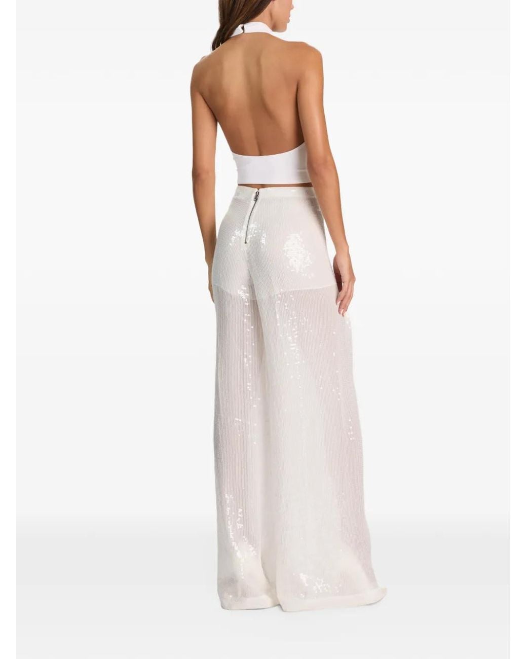 Alice + Olivia Pink Athena Sequin-Embellished Trousers