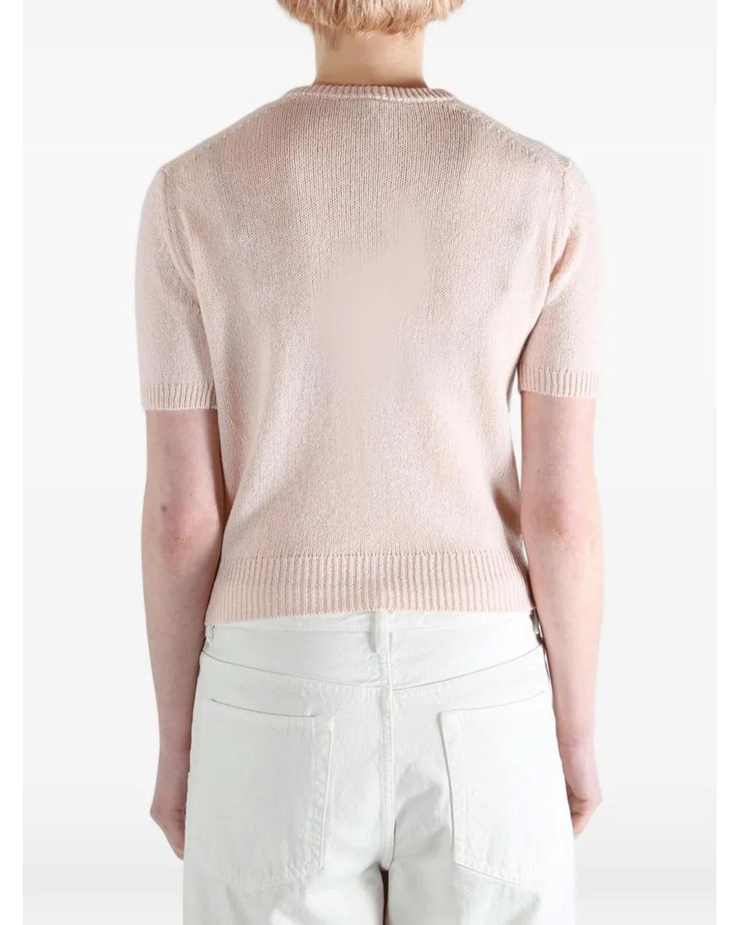 AURALEE Button Short-Sleeve Cardigan in Pink | Lyst UK