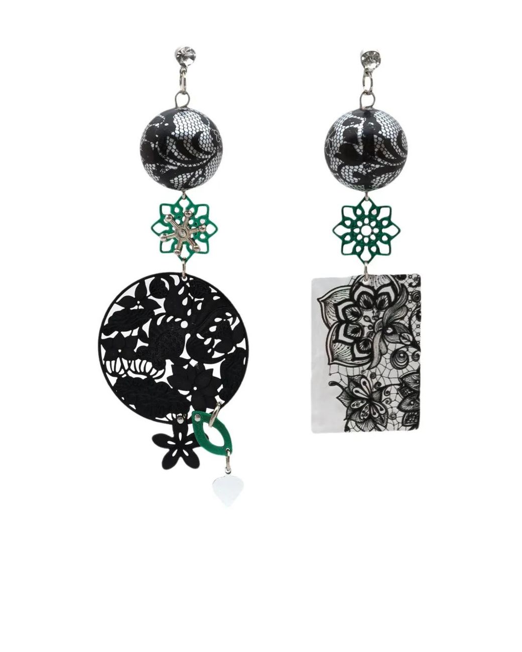 Amir Slama White Charm-Appliqué Drop Earrings