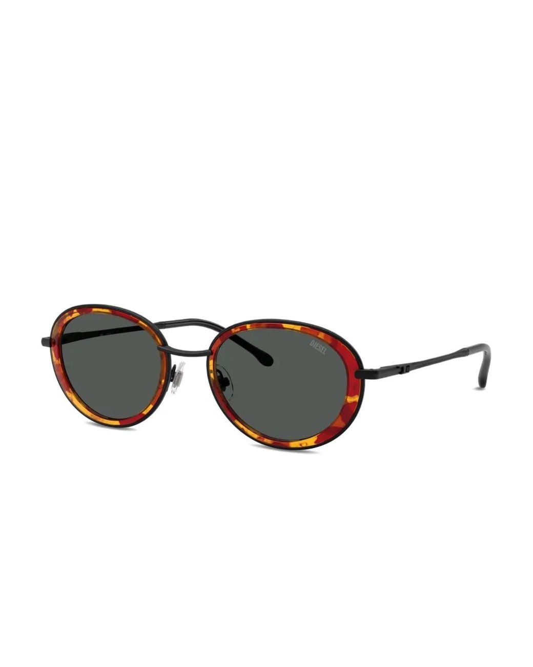 DIESEL Black Tortoiseshell-Effect Oval-Frame Sunglasses