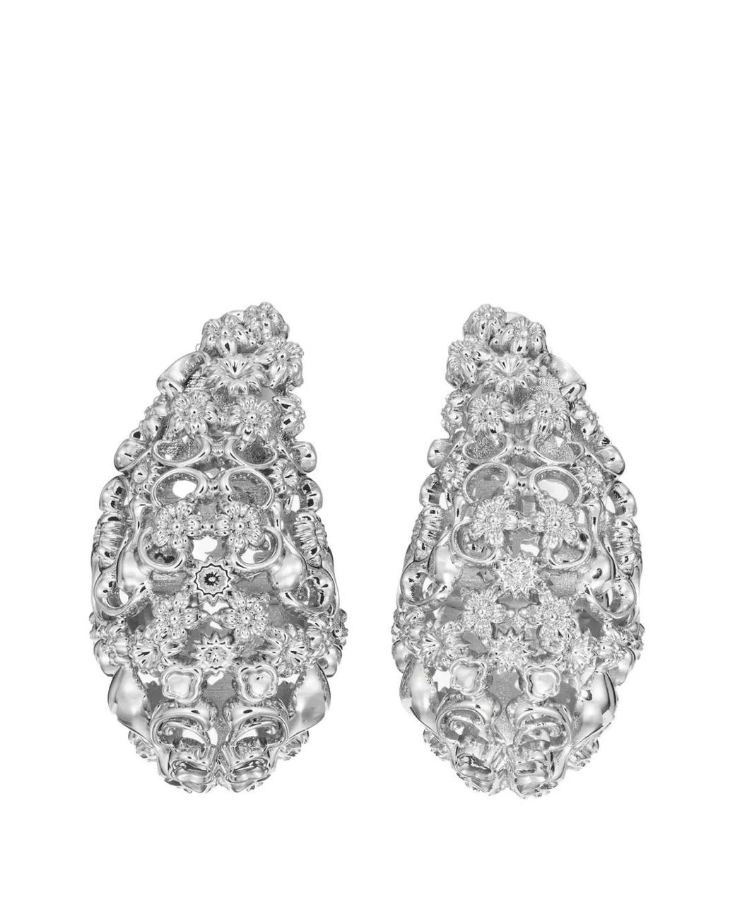 Tory Burch White Filigree Pierced Earrings