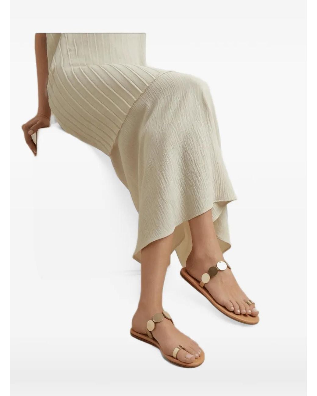 Ancient Greek Sandals White Calisto Coin-Embellished Flat Sandals
