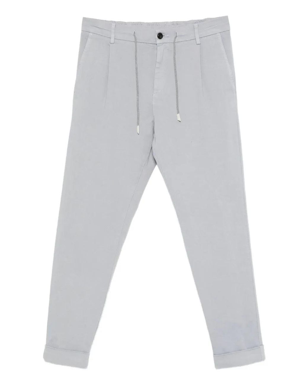 Eleventy Gray Pleat-Detail Drawstring Trousers for men