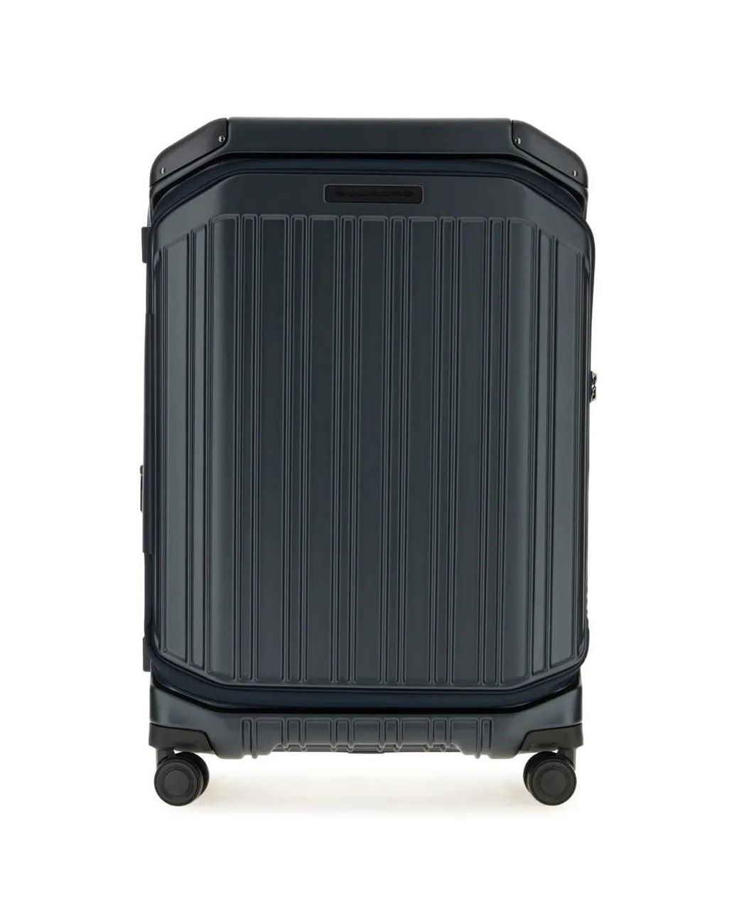 Piquadro Black Ridged Four-Wheel Suitcase for men