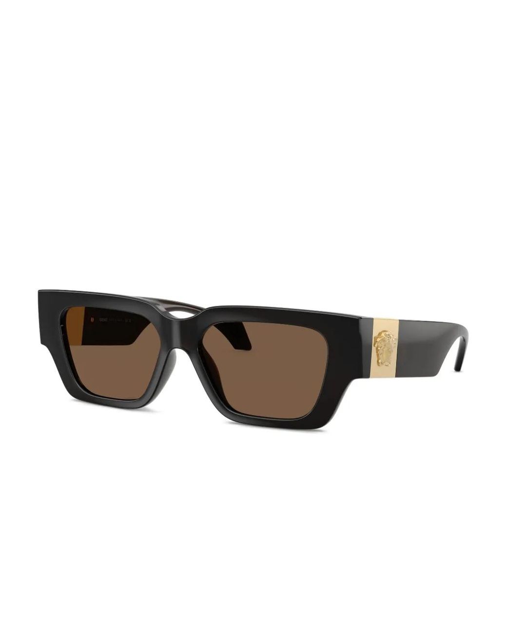 Versace Brown Medusa-Plaque Rectangle-Frame Sunglasses