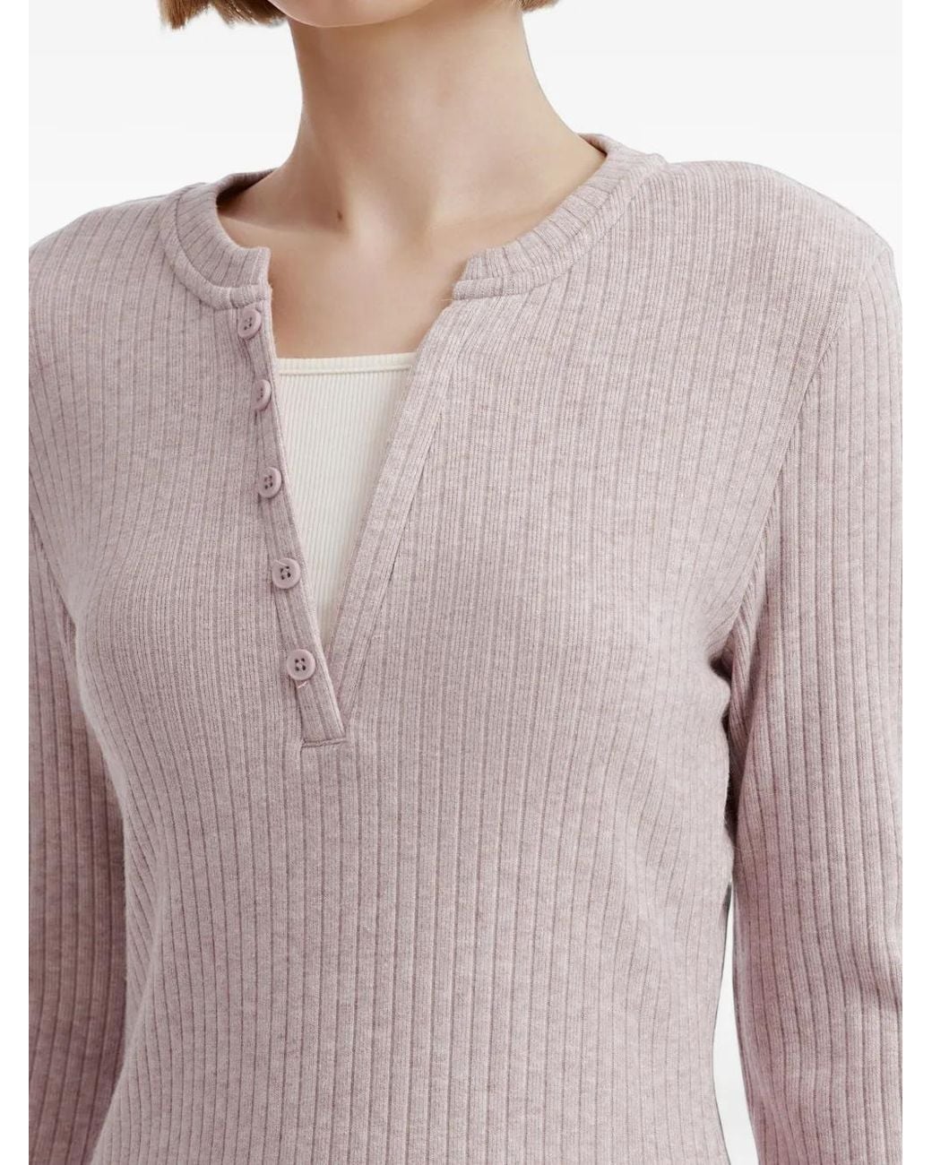 B+ AB White Ribbed-Knit Layered-Effect Top
