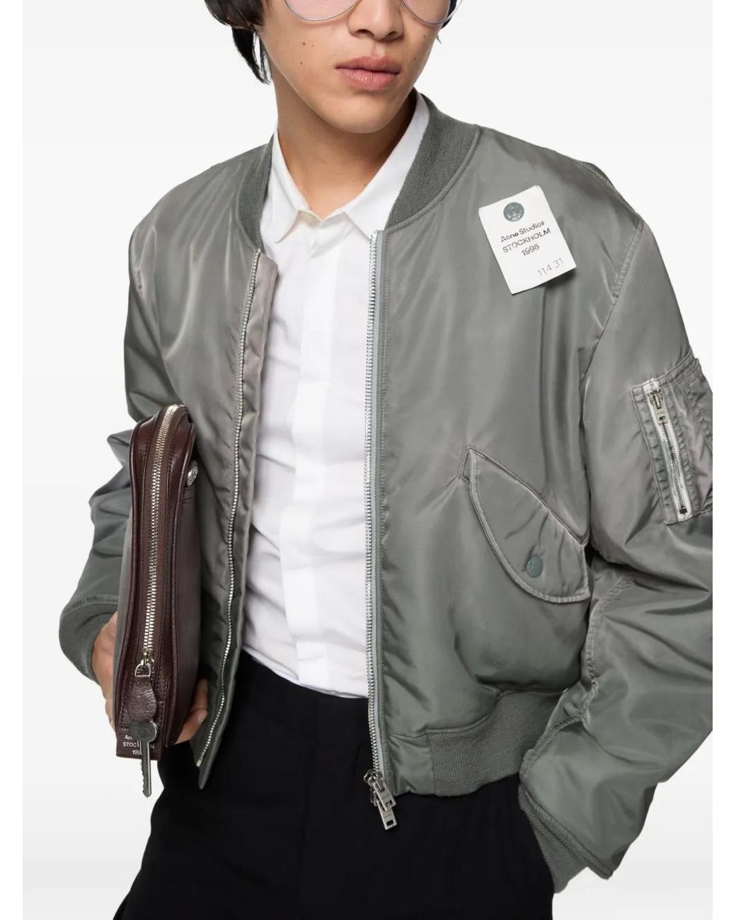 Acne Bomberjack Met Verwassen Effect in het Gray voor heren