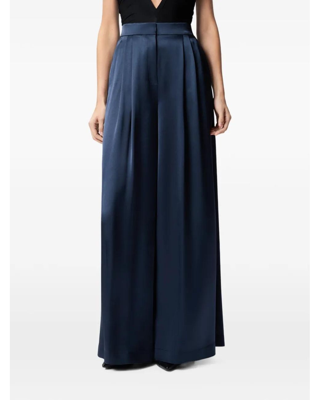 Pinko Blue Wide-Leg Trousers With High Waist And Front Pleats