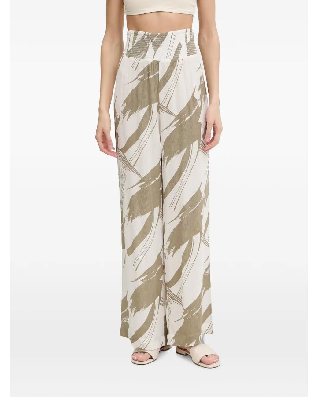 DKNY Natural Pantalon Froncé À Imprimé Abstrait