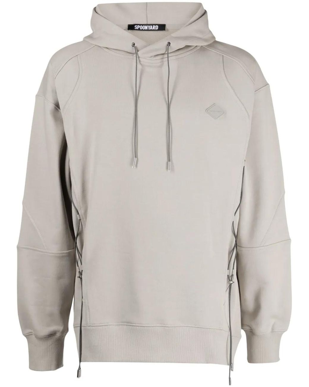 Spoonyard Gray Lace-Up Cotton Hoodie for men