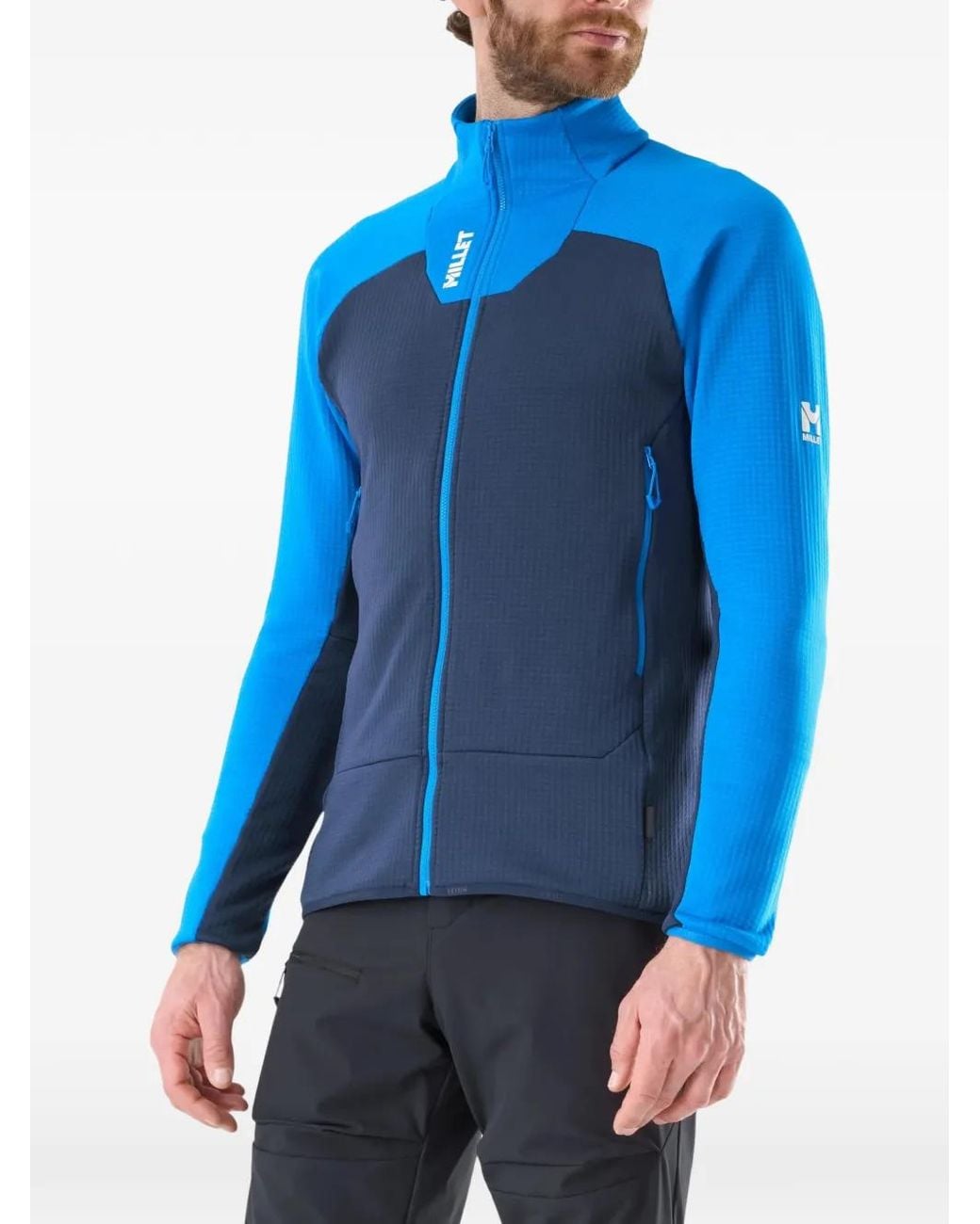 Pascal Millet Blue Logo-Print Panelled Jacket for men