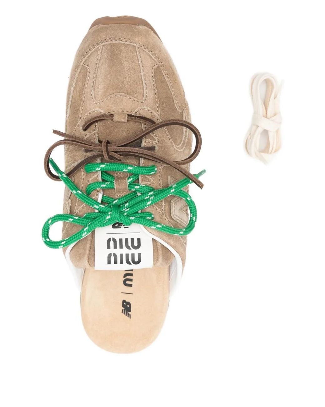 Miu Miu Green New Balance X 530 Sl Faded Suede Mules
