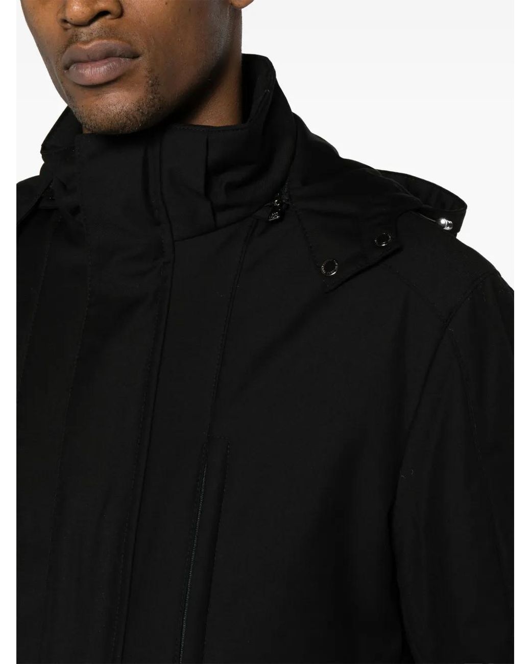 Corneliani Black High-Neck Padded Coat for men
