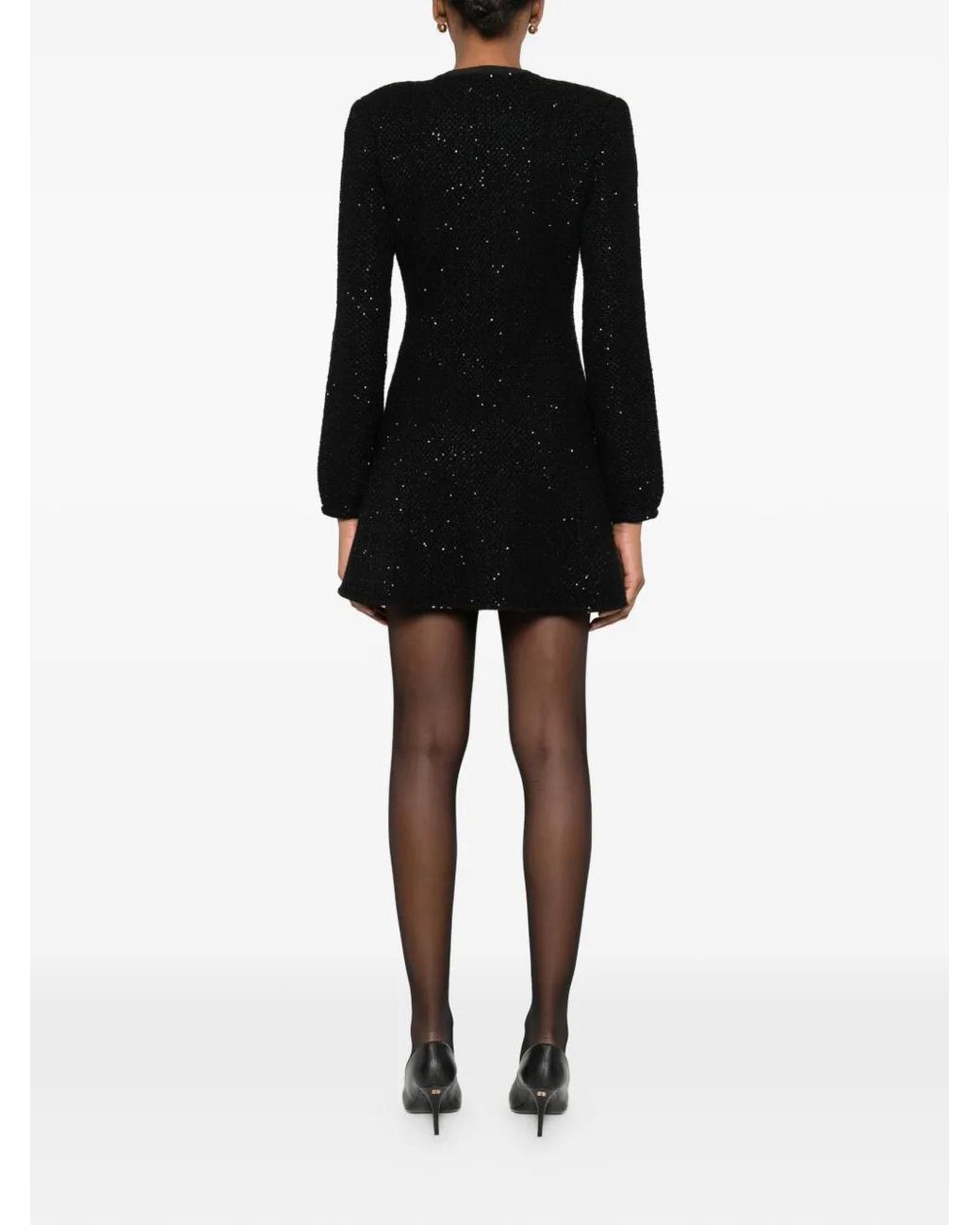 Self-Portrait Black Sequin Knit Mini Dress
