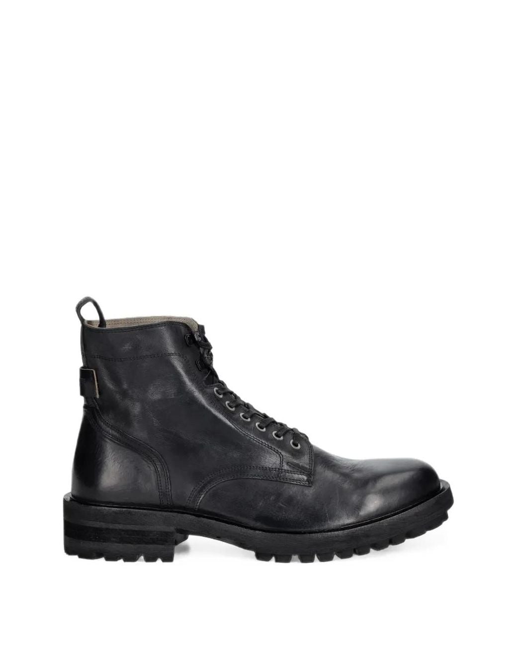 AllSaints Black Lace-Up Leather Boots for men