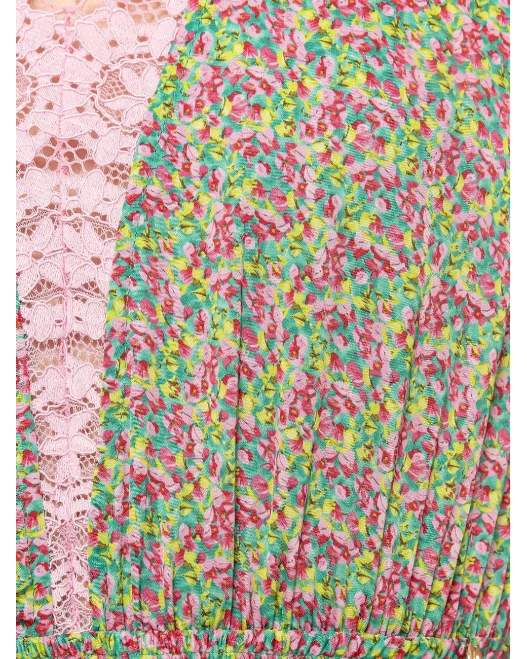 Nissa Natural Lace-Detail Viscose Midi Dress