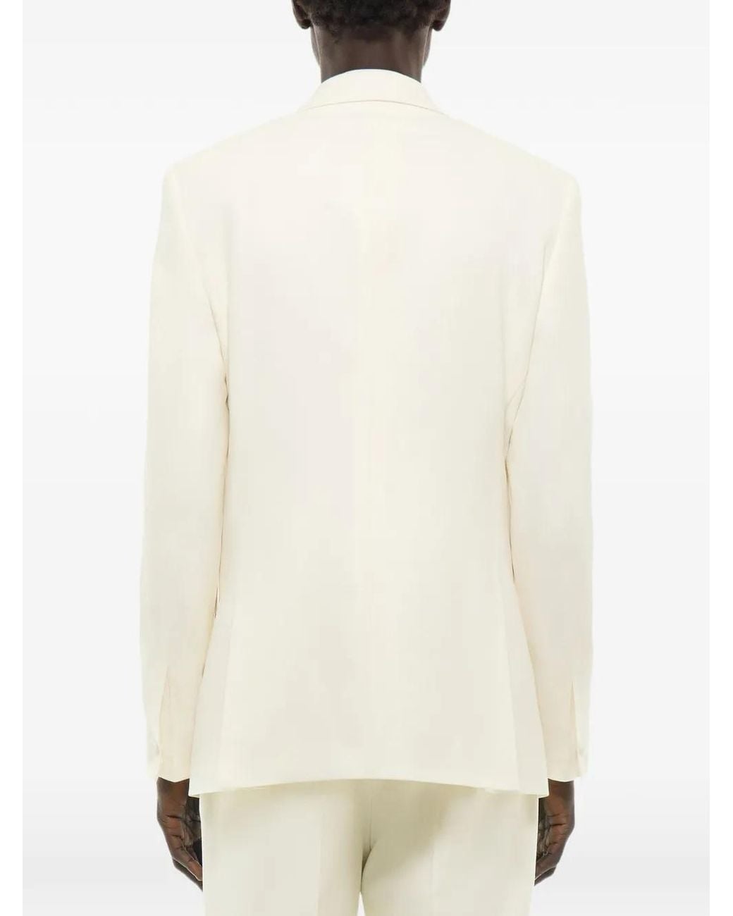 Fursac White Double-Breasted Virgin-Wool Blazer for men