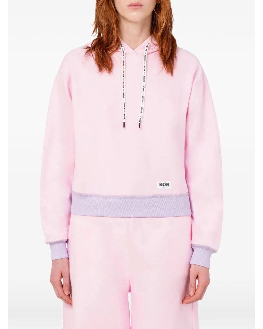 Moschino Pink Hoodie À Patch Logo