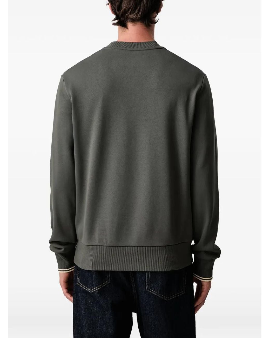 Fred Perry Gray Embroidered-Logo Sweater for men