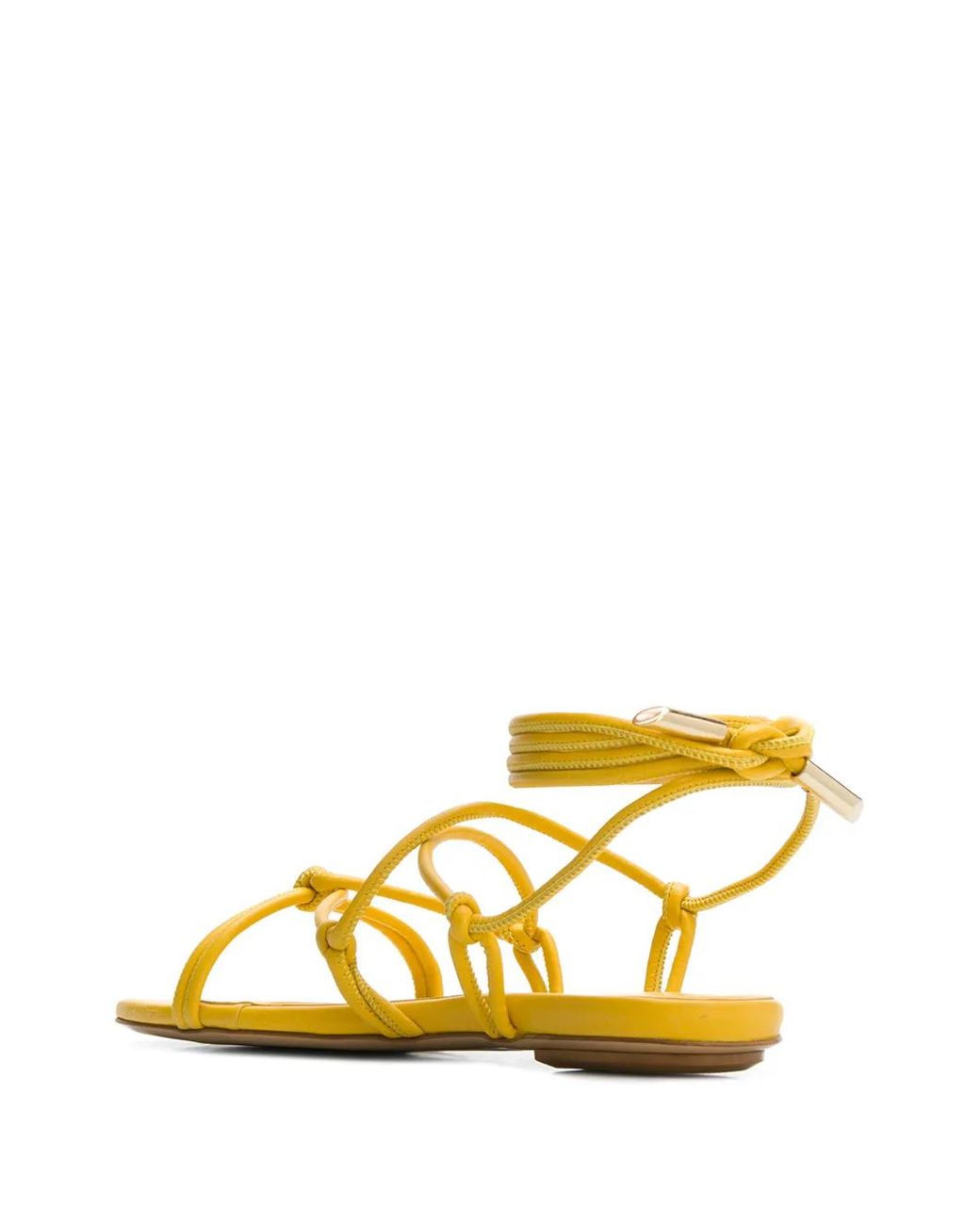 Gia Borghini Yellow Bella Flat Leather Sandals