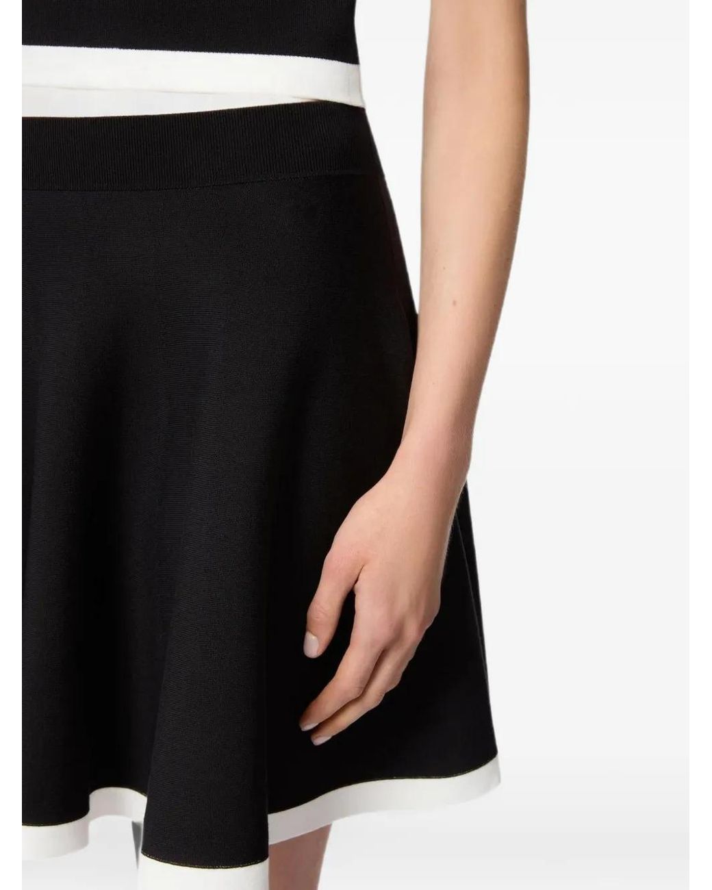 Nina Ricci Black Contrasted-Knit Skater-Cut Mini Skirt