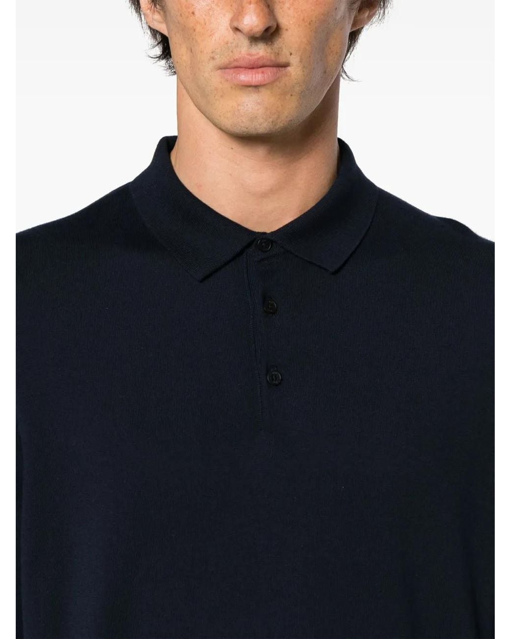 Boss Blue Fine-Knit Polo Jumper for men