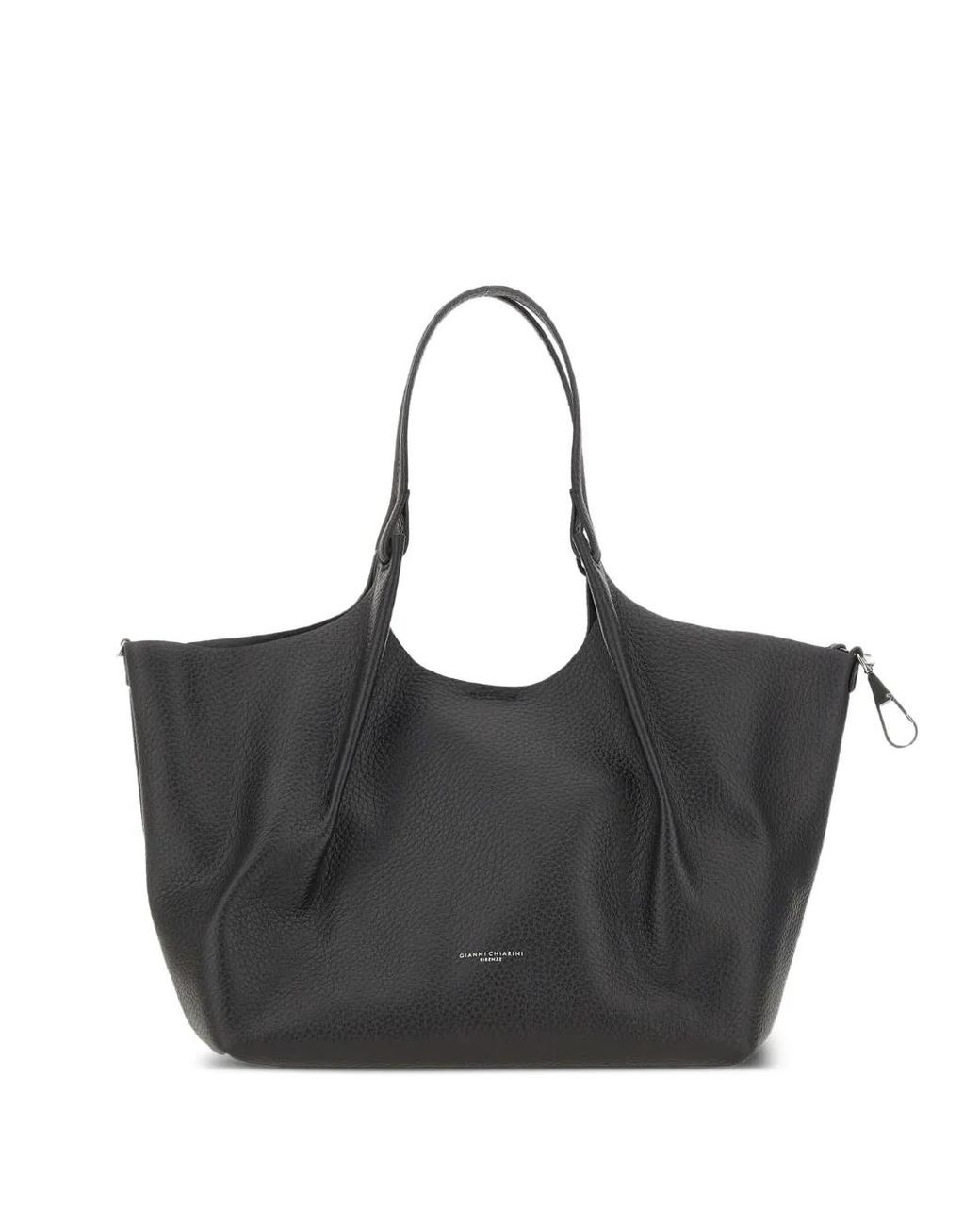 Gianni Chiarini Black Large Dua Grained Leather Tote Bag