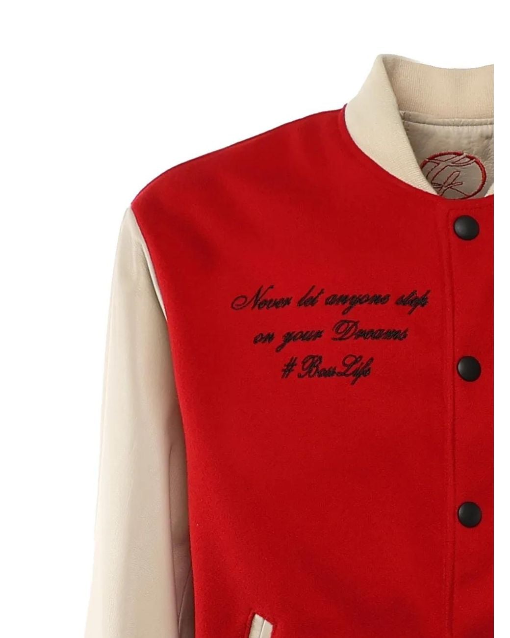 Giuliano Galiano Red Veste Varsity À Manches En Cuir for men