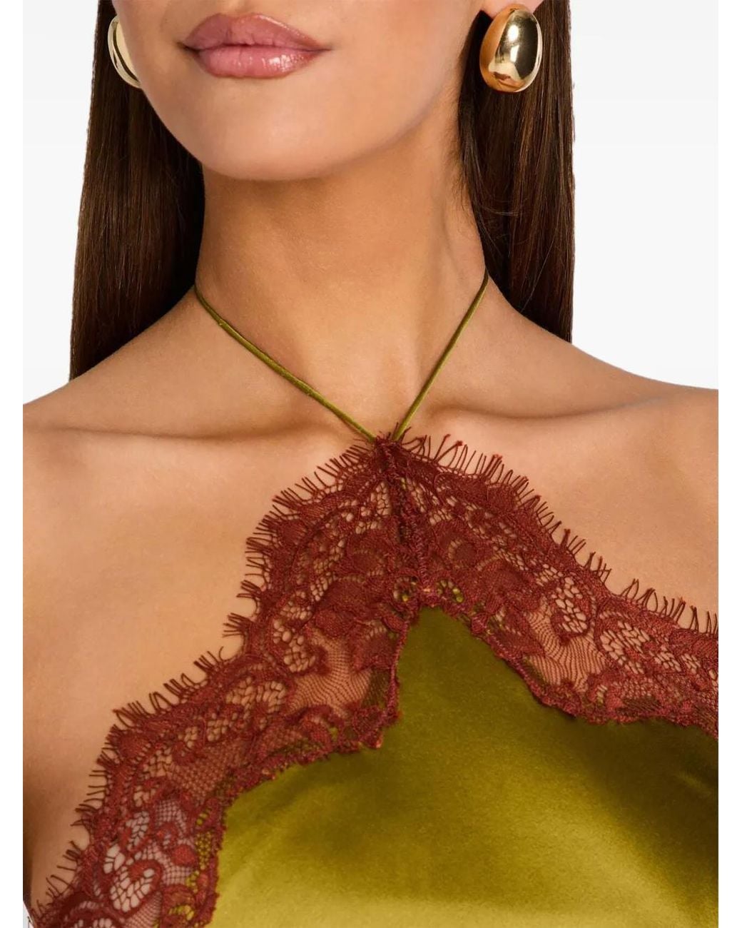 retroféte Green Everly Lace-Trim Dress