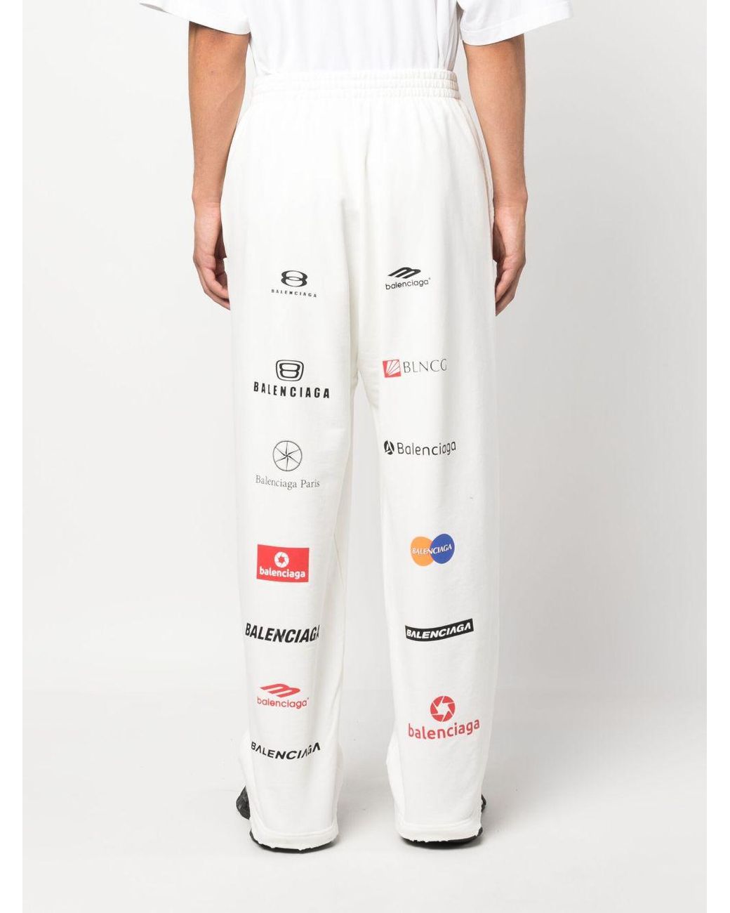 White baggy deals track pants