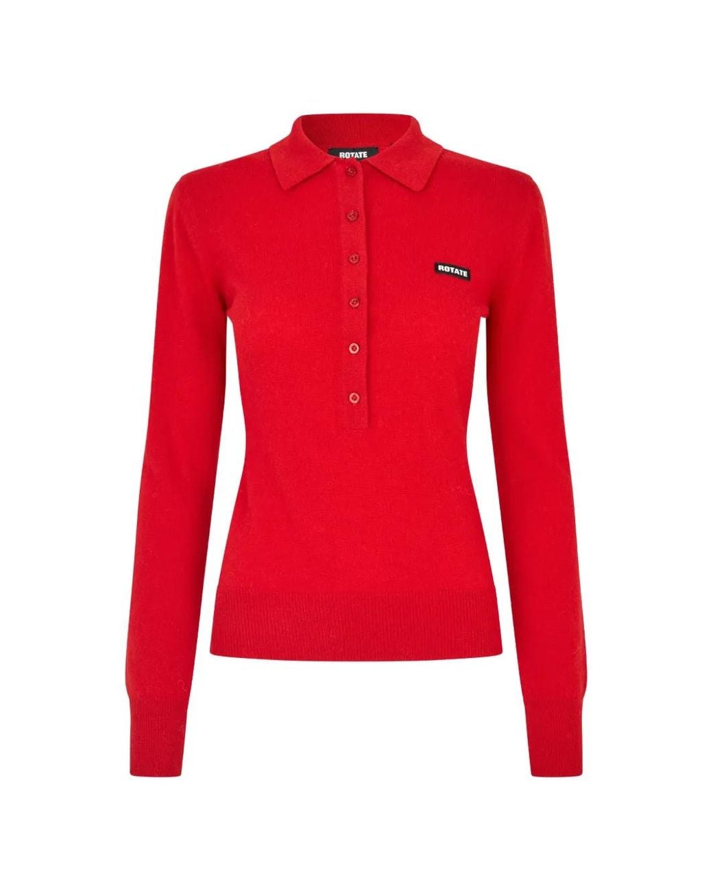 ROTATE BIRGER CHRISTENSEN Red Polo En Laine À Manches Longues