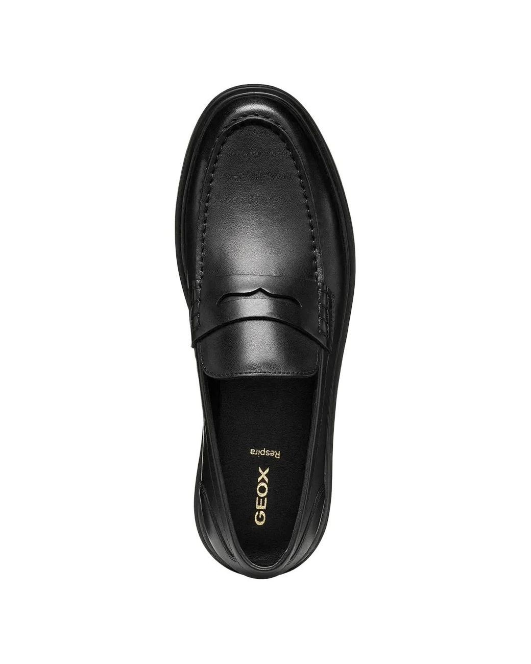Geox Black Leather Penny-Slot Loafers for men