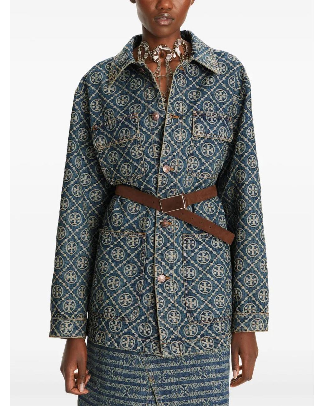 Tory Burch Blue Denim Cargo Jacket