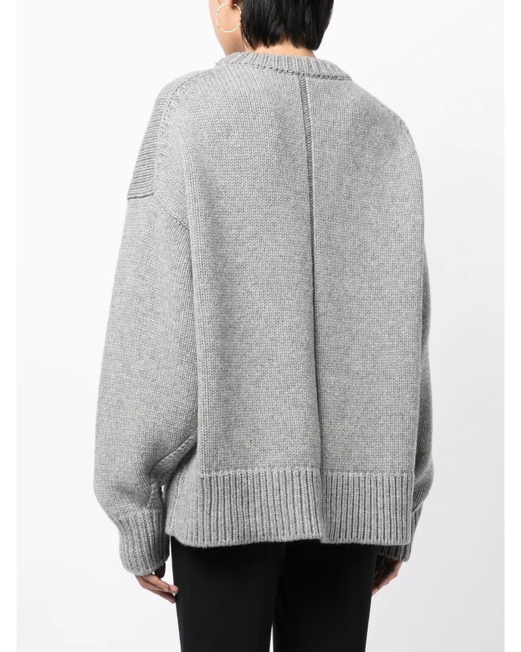 The Row Gray Drop-Shoulder Crewneck Jumper