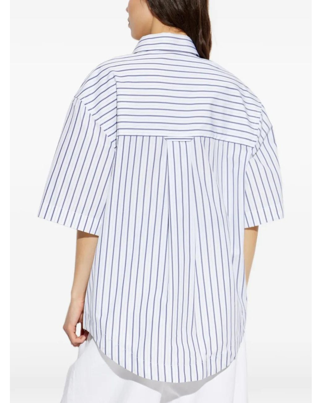 AMI White Ami De Coeur Striped-Pattern Shirt