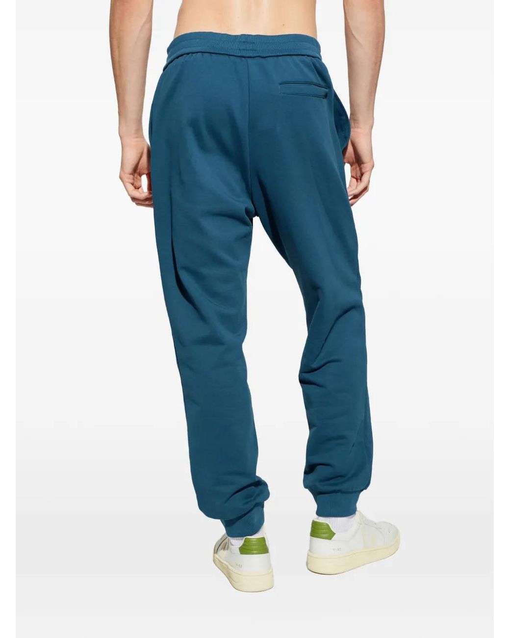 Versace Blue Embroidered Cotton-Jersey Sweatpants for men