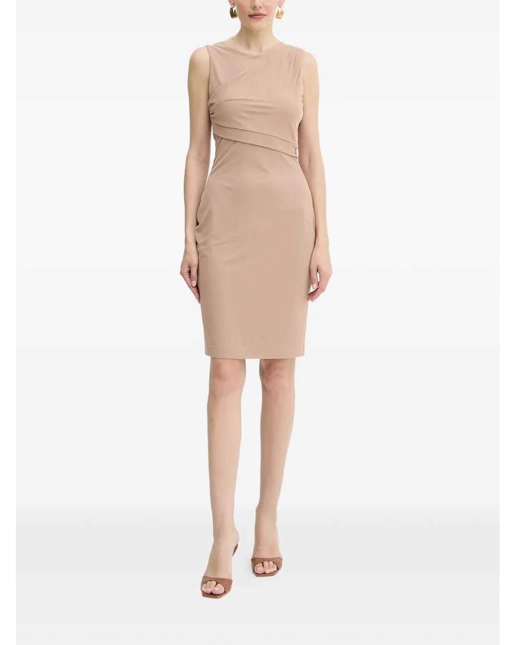 Guess Natural Draped Embellished Midi Dress