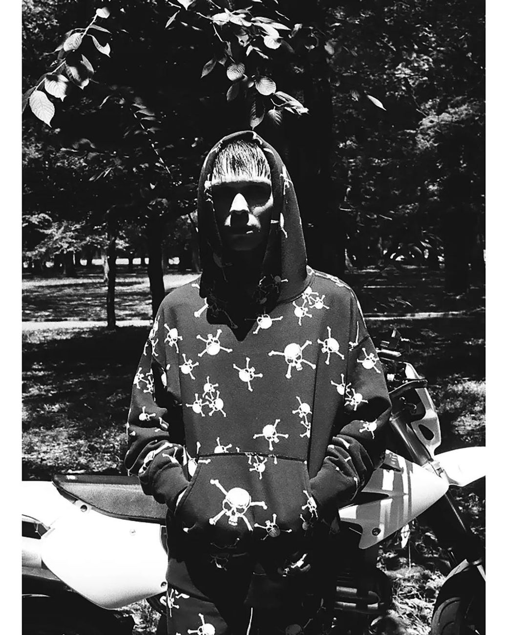 SAINT Mxxxxxx Blue Skull-Print Hoodie for men