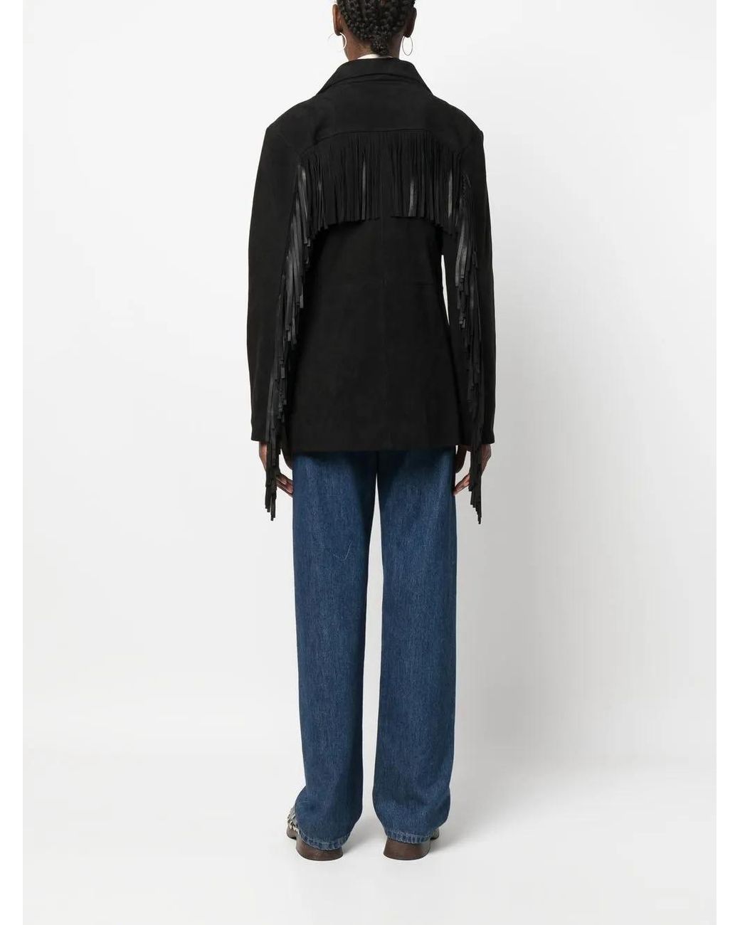 Dan Cassab Black Rivera Fringed Leather Jacket