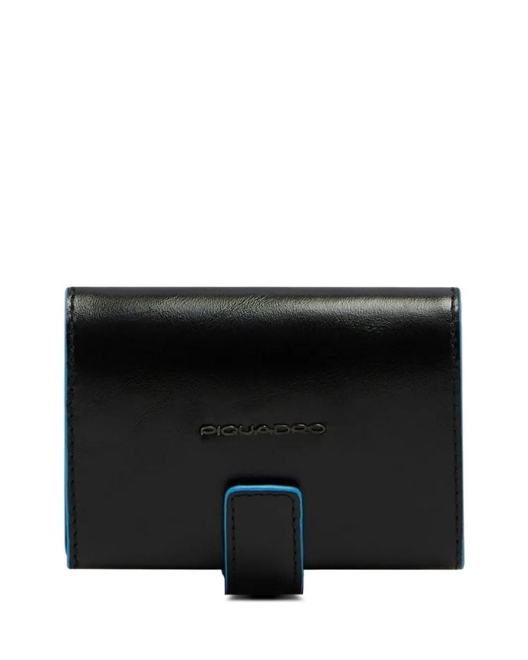 Piquadro Black Square Logo-Debossed Leather Cardholder