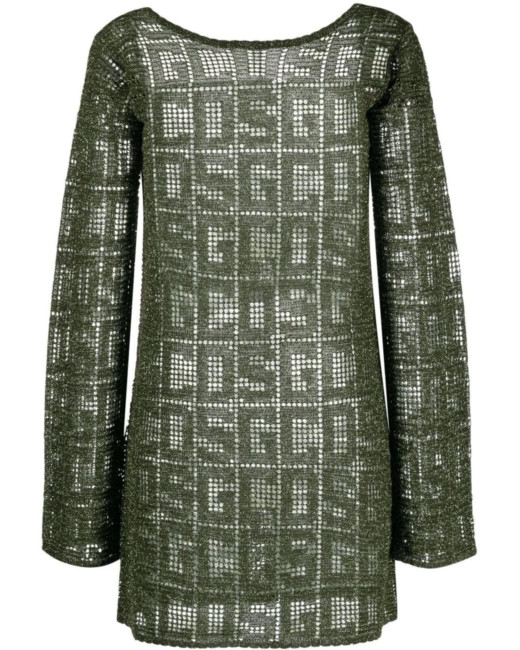 Gcds Green Short Dress With Monogram