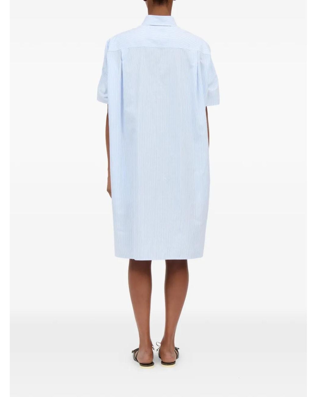 MM6 by Maison Margiela Blue Short-Sleeve Striped Shirt Mini Dress