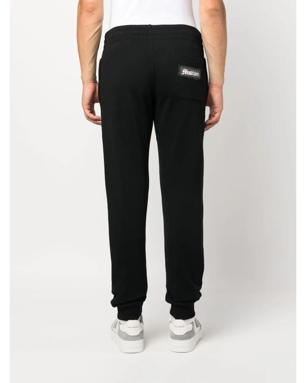 Moschino Black Logo-Patch Elasticated Track Pants for men