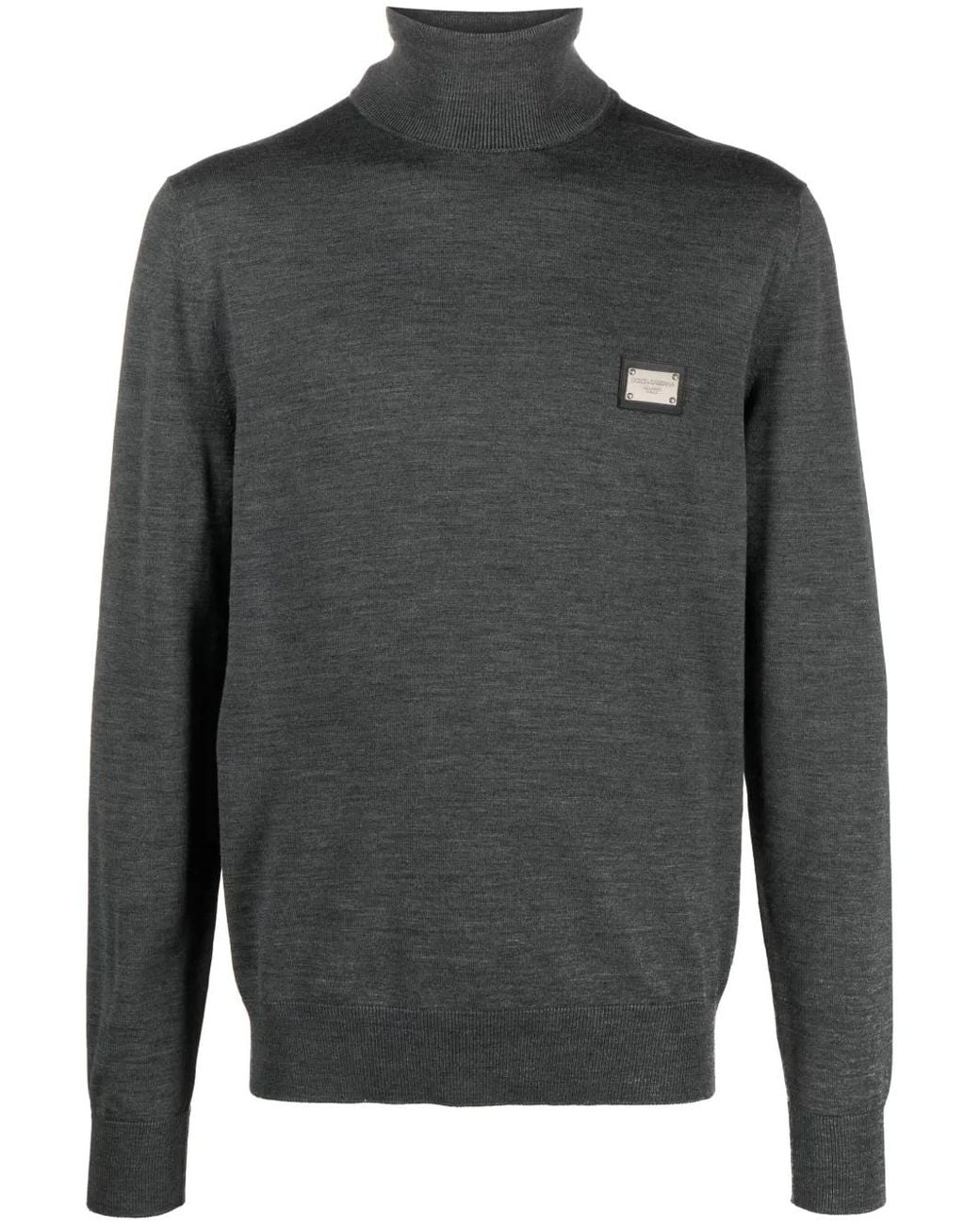 Dolce & Gabbana Gray Logo-Appliqué Wool Jumper for men