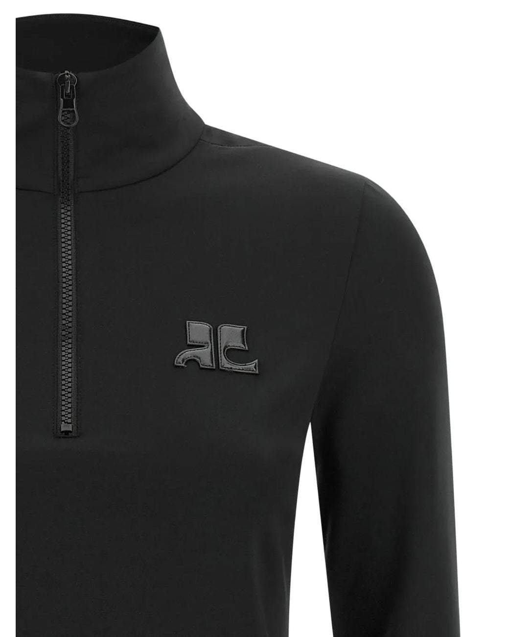 Courreges Black Second Skin Logo-Patch Sweater