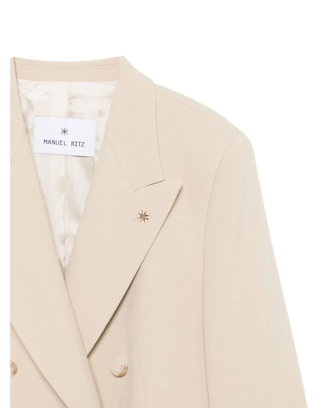 Manuel Ritz White Double-Breasted Peak-Lapel Jacket