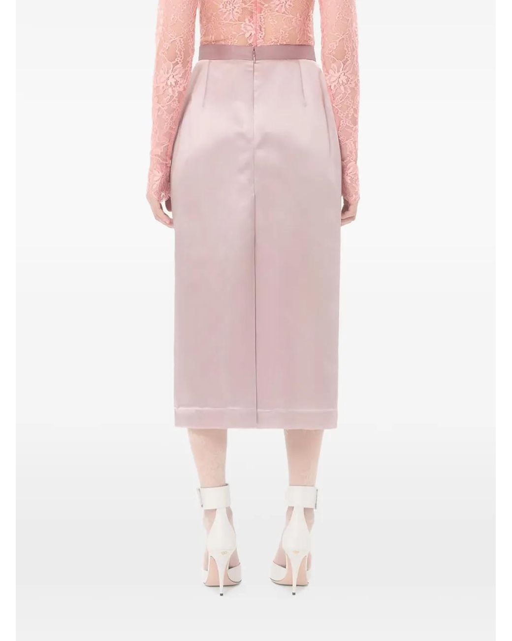 Valentino Garavani Pink Satin Midi Skirt