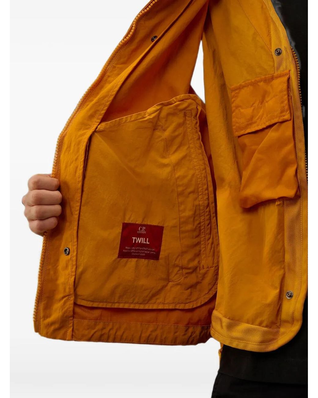C P Company Orange Twill Hooded Lens Jacket for men